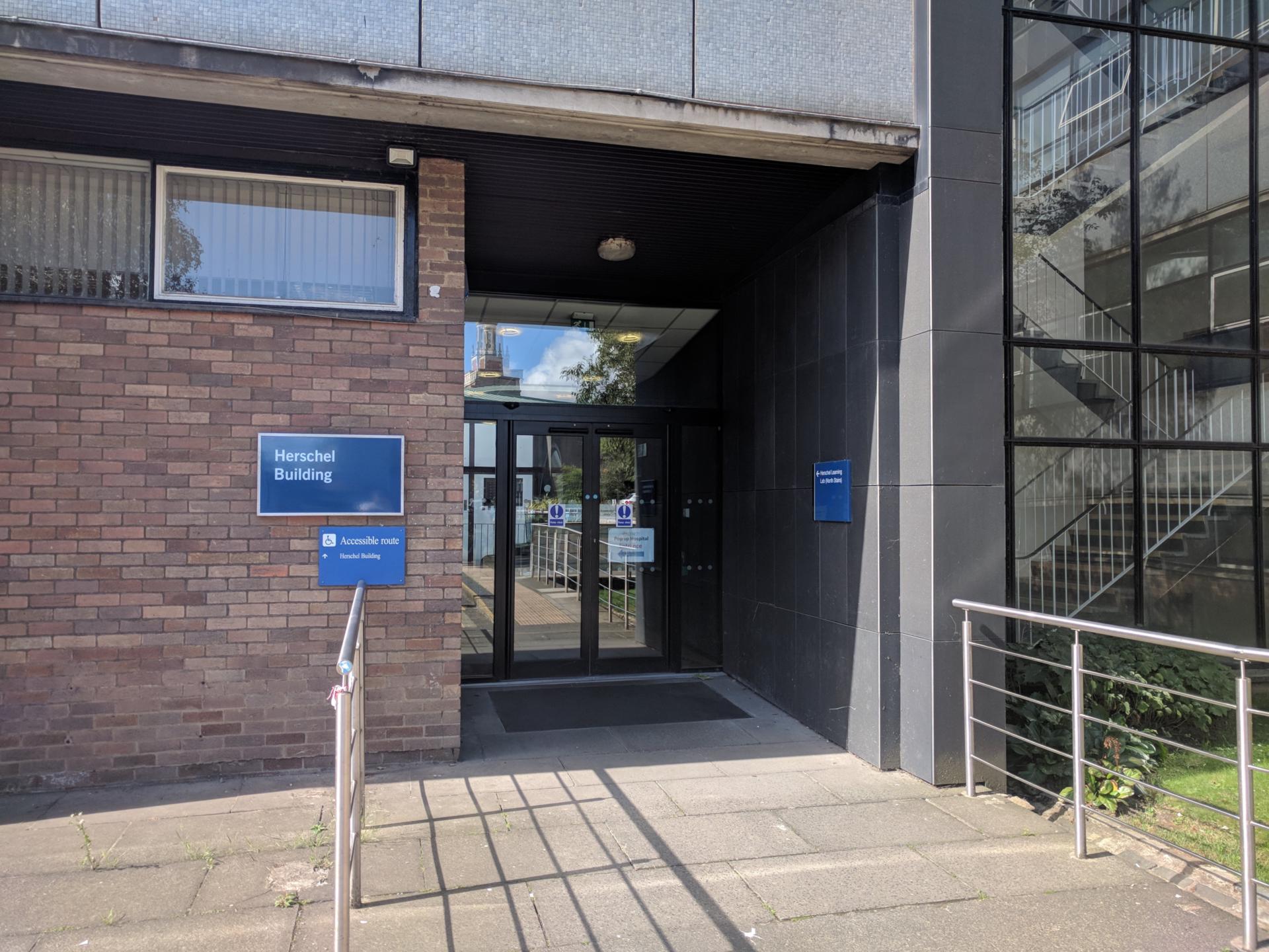 Photo of the north entrance to the Herschel building